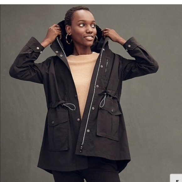 NWOT J Crew Women's Black Perfect Lightweight Rain Jacket with Hood Size XST - Picture 3 of 12